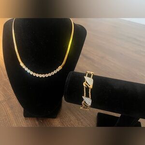 Elegant Gold and Silver Necklace and Bracelet Set